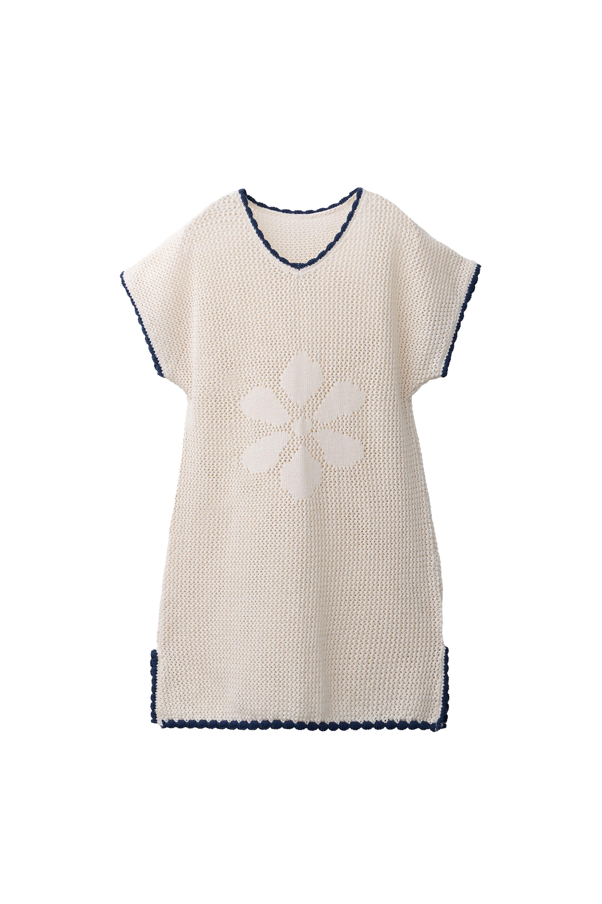 FLORAL CROCHET KNIT KAFTAN - Ecru / Blue | ZARA United States