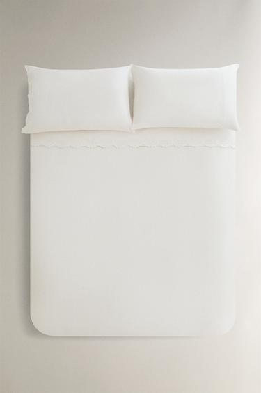 EMBROIDERED DUVET COVER WITH TRIM - White by Zara
