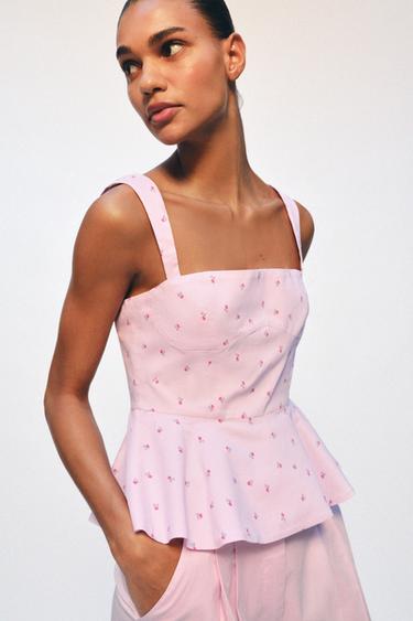 ԿՈՐՍԵՏ ՇԵՐՏԱՎՈՐ ԾԱՂԿԱՎՈՐ ԹՈՓ - Վարդագույն Zara-ից