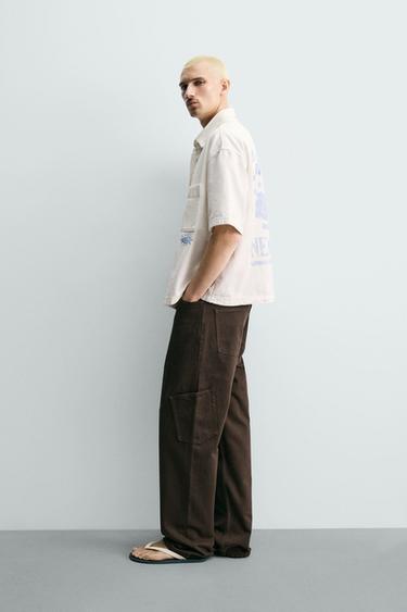 RELAXED FIT WASHED PRINT SHIRT - Oyster-white by Zara - Image 3