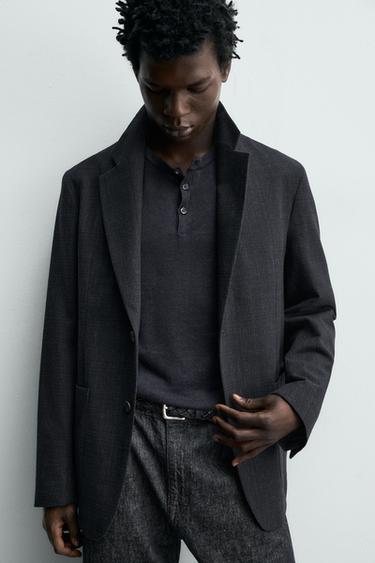 RELAXED FIT TEXTURED BLAZER - Navy blue by Zara - Image 5