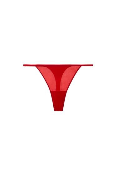 TANGA TË THJESHTA ME PËRZIERJE MËNDAFSHI - E kuqe nga Zara