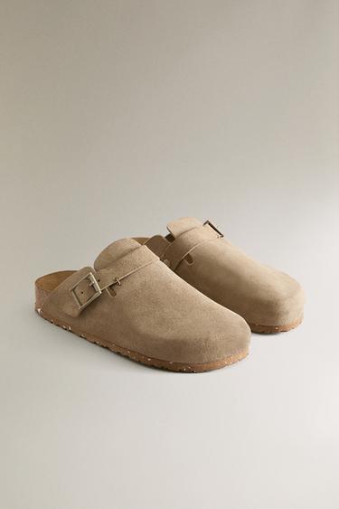 SABOT CUIR BOUCLE DÉTAIL SURPIQÛRE - Vert de Zara - Image 1