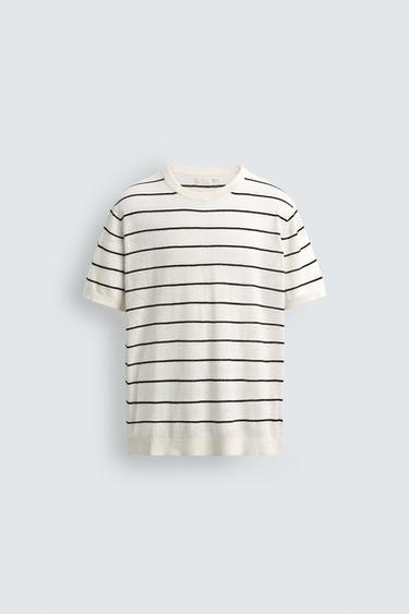 KNITTED LINEN - COTTON T-SHIRT - 178 by Zara