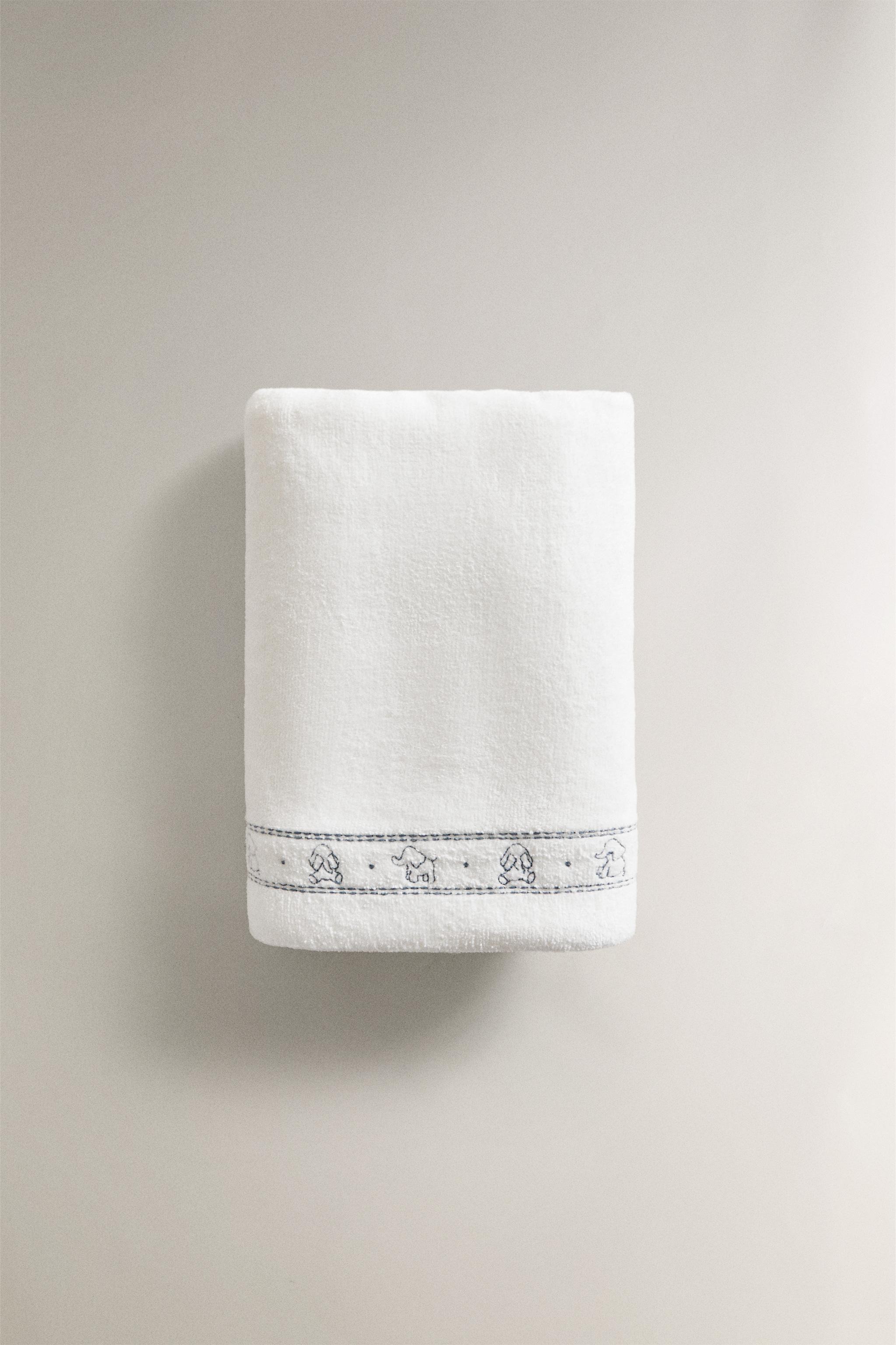 SERVIETTE DE BAIN ENFANT VELOURS ÉLÉPHANTS
