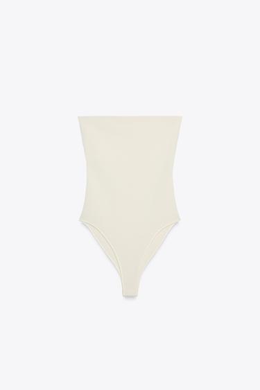 STRETCH BANDEAU BODYSUIT - Oyster-white by Zara