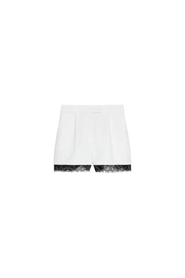 COMBINED LACE BERMUDA SHORTS - Oyster-white by Zara