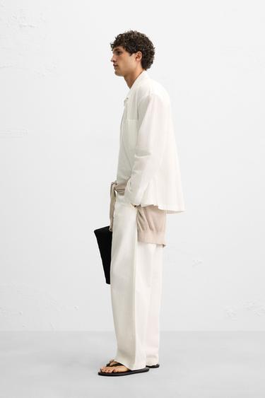 CHEMISE STRUCTURÉE À RAYURES - Blanc de Zara - Image 3