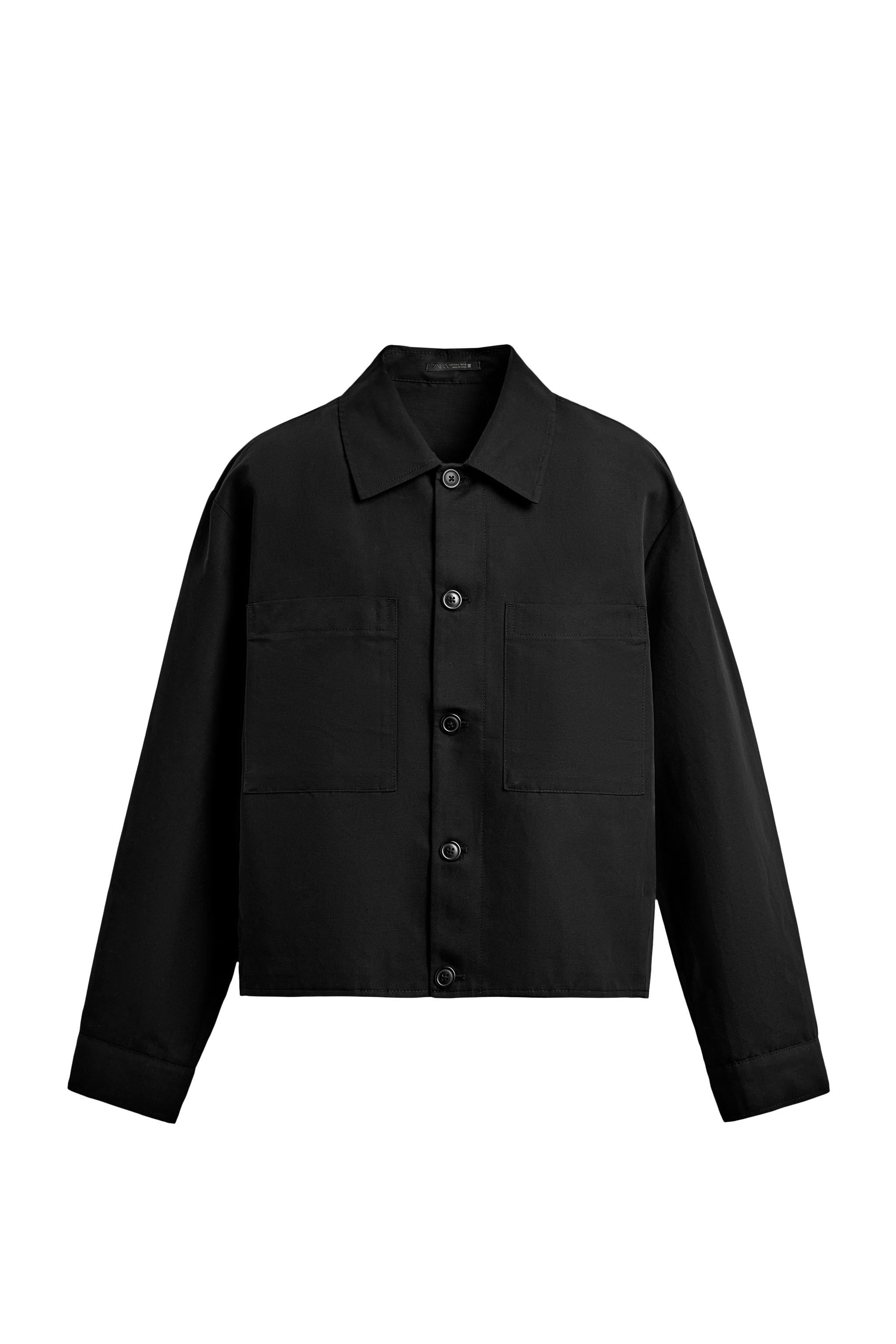 CAMISA AMPLA RELAX FIT BOLSOS - Preto | ZARA Brasil
