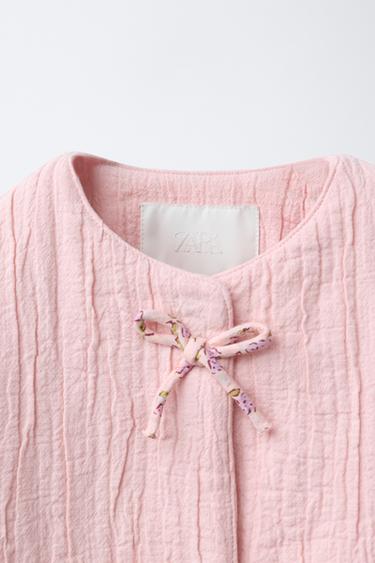 TEXTURED CARDIGAN WITH FLORAL BOWS - Light pink by Zara - Image 2