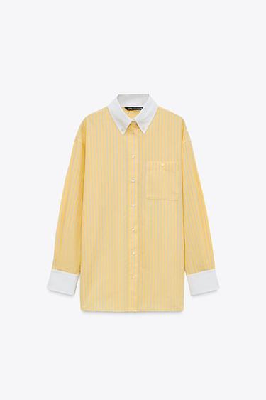 OVERSIZED POPLIN SHIRT - Yellow by Zara - Image 4