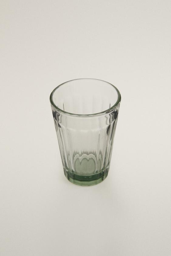 GOBELET VERRE RELIEF BASE COULEUR - Vert de Zara - Image 1
