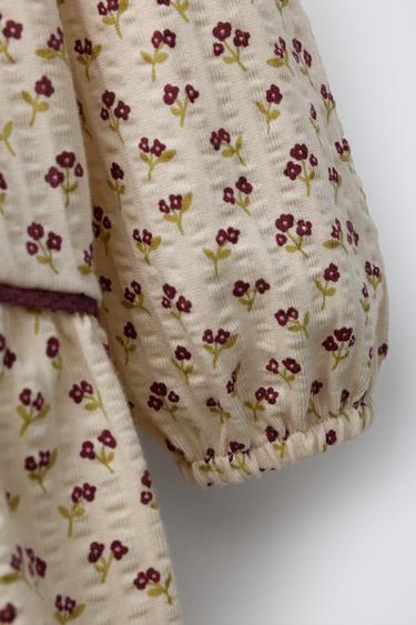 TEXTURED FLORAL PANEL DRESS - Ecru by Zara - Image 2