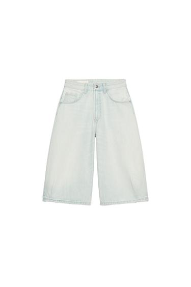 MID-WAIST BALLOON DENIM JORTS - Light blue by Zara