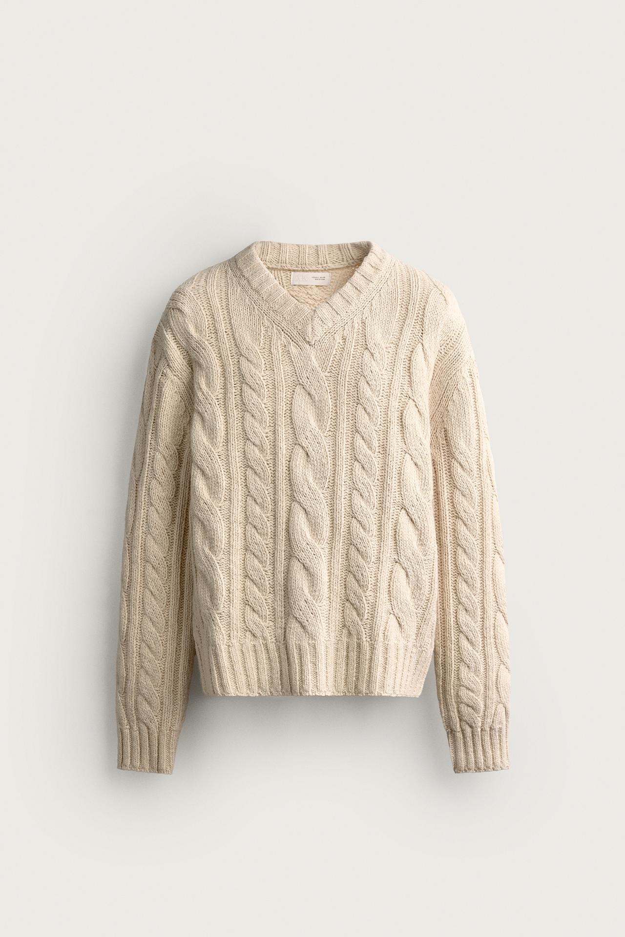 CABLE KNIT SWEATER — Ecru