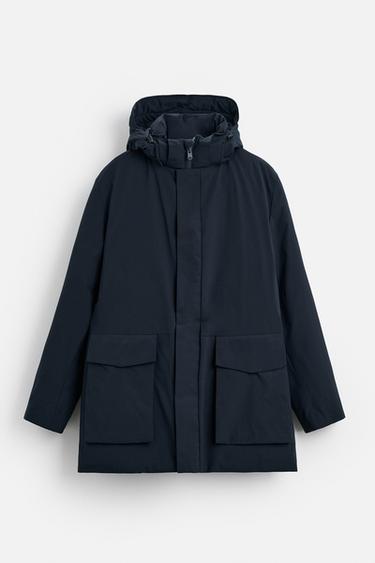 PARKA MATELASSÉE À CAPUCHE - Bleu marine de Zara - Image 5