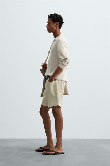 WASHED COTTON BERMUDA SHORTS - Light beige by Zara - Image 3