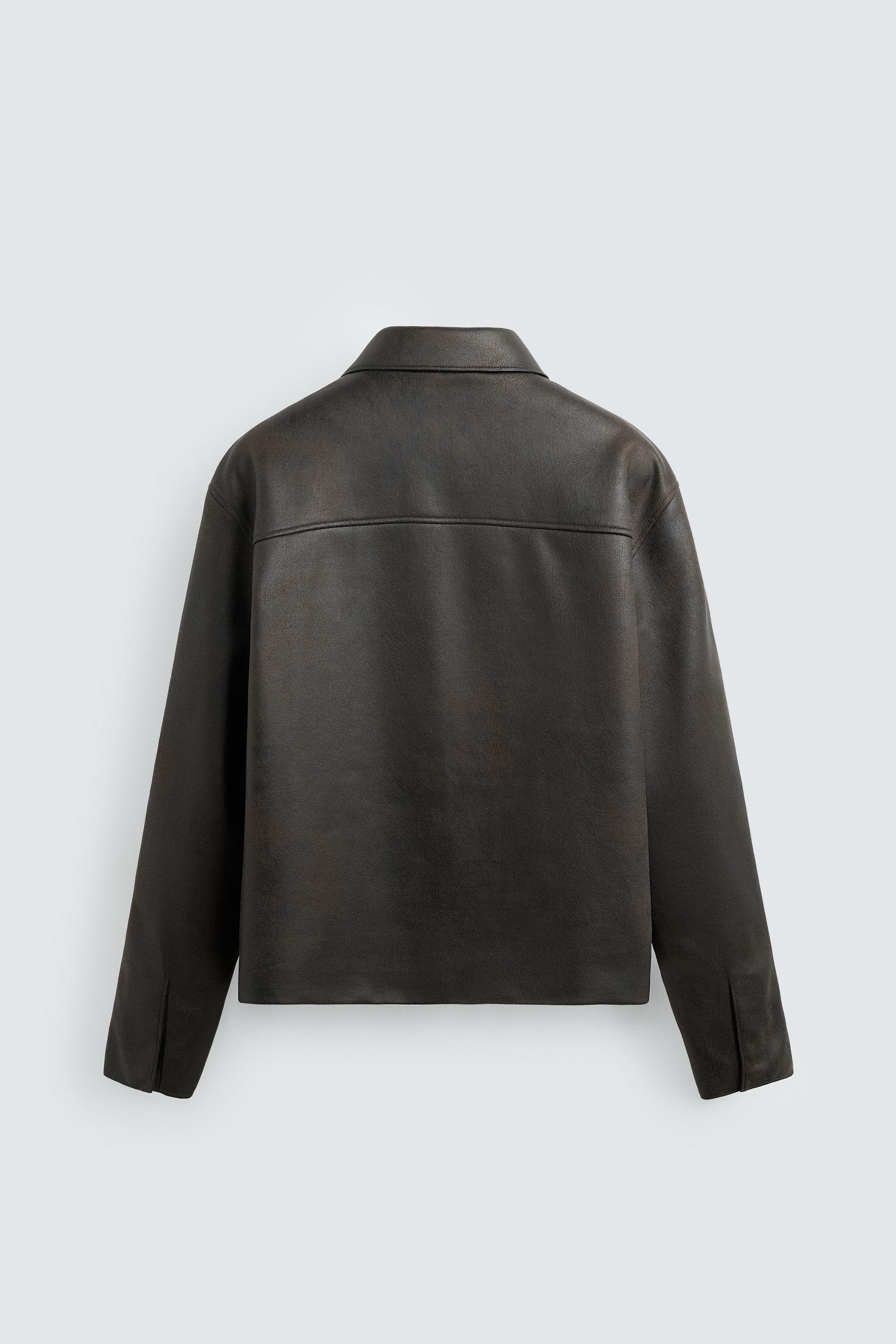 FADED LEATHER EFFECT JACKET - Black | ZARA Australia