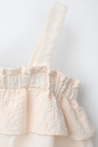 TOP EN LIN ET COTON À FLEURS BRODÉES - Écru de Zara - Image 2