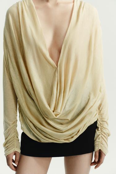 DRAPED TOP - Bone by Zara - Image 2