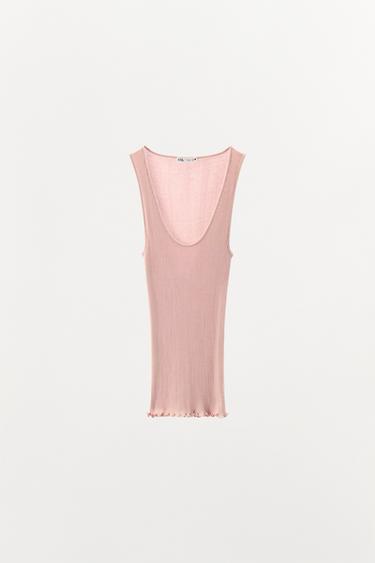 TOP RIB SOIE 100 % - Rose craie de Zara - Image 2