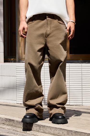 Zara RELAXED FLARE FIT 牛仔褲 - 棕色