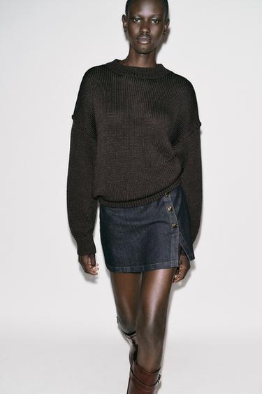 Zara BUTTON WRAP SKORT - Blue