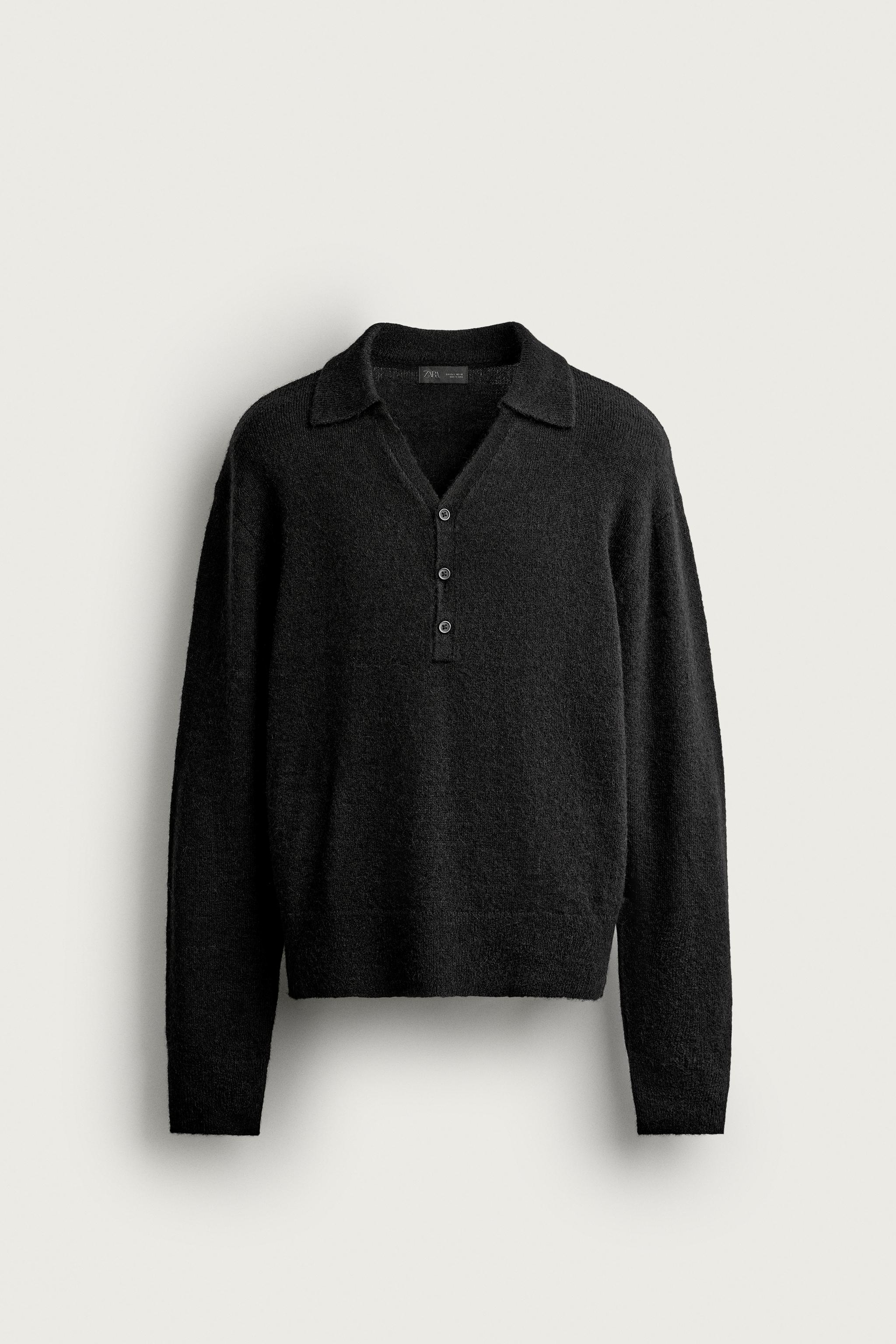 TEXTURED V-NECK KNIT POLO