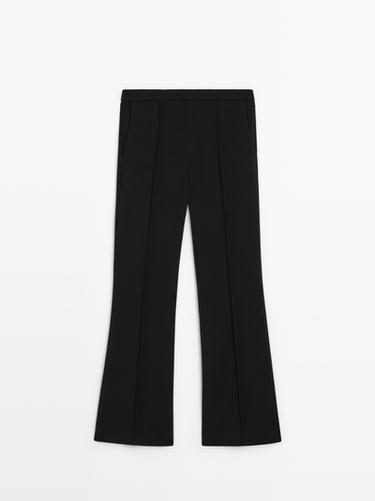 Zara Crepe trousers with seam detail - Black