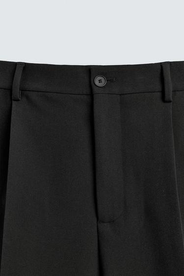 CROPPED WIDE-LEG PLEATED TROUSERS - Black by Zara - Image 8