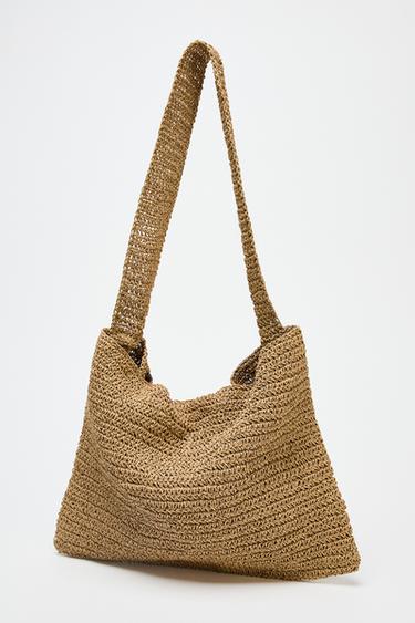 BEADED WOVEN TOTE BAG - Light beige by Zara - Image 1