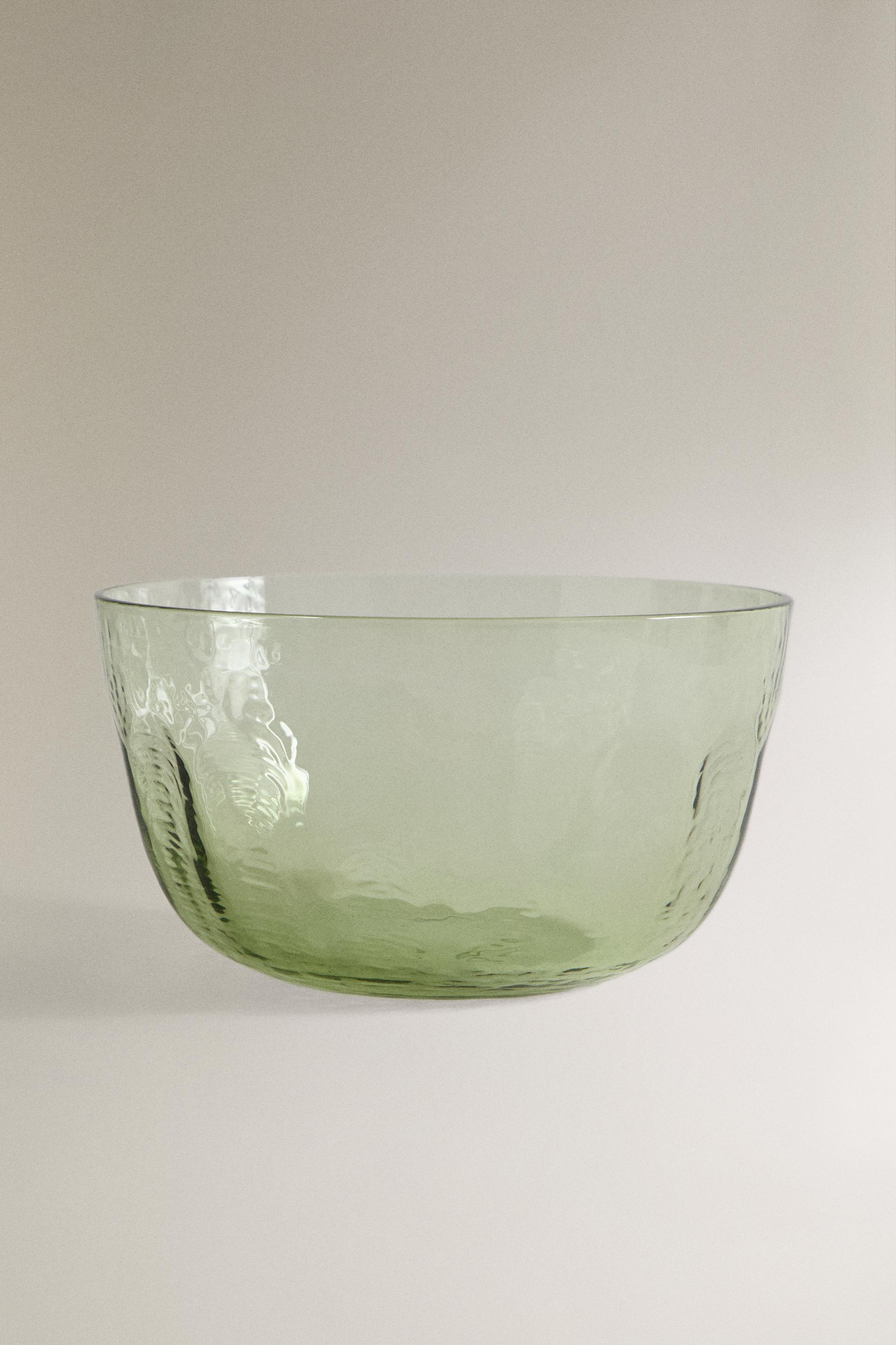 HAMMERED GLASS SALAD BOWL Green ZARA Turkey