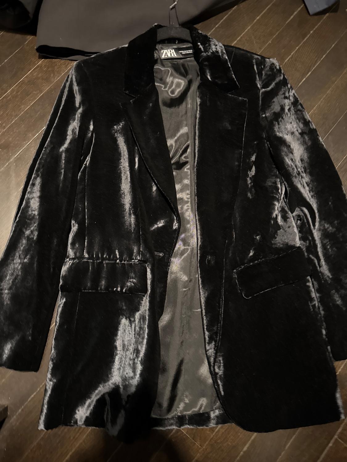 STRAIGHT CUT VELVET BLAZER - Image 3