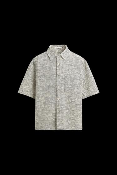 Zara CONTRAST TEXTURE OVERSHIRT - Light beige