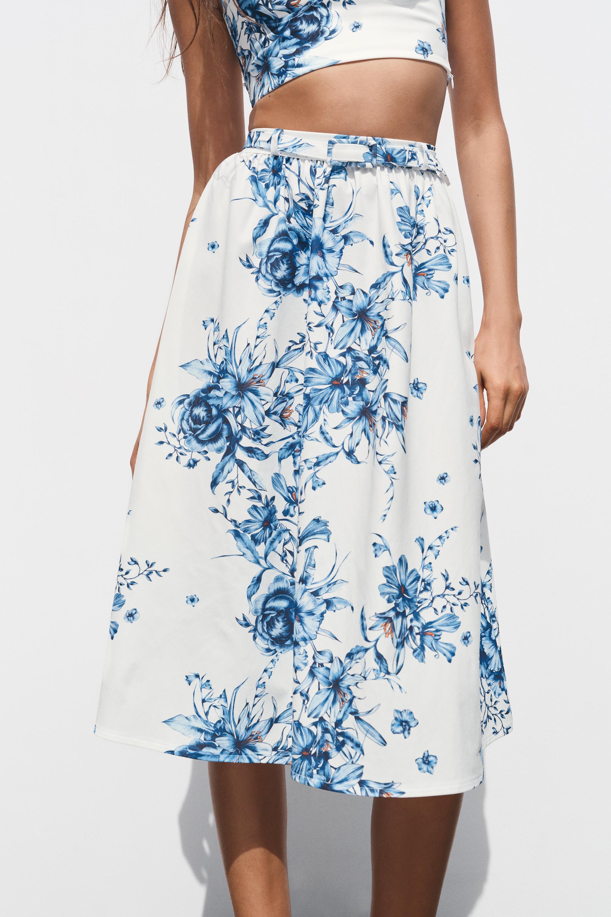 PRINTED MAXI SKIRT Blues ZARA Australia - Main Image