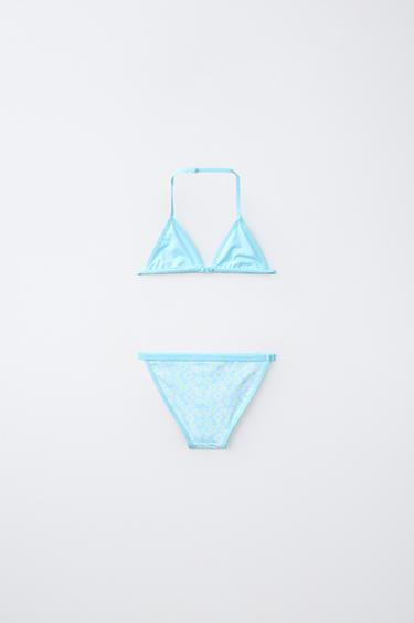 6-14 YEARS / DAISY PRINT BIKINI - Light turquoise by Zara - Image 1