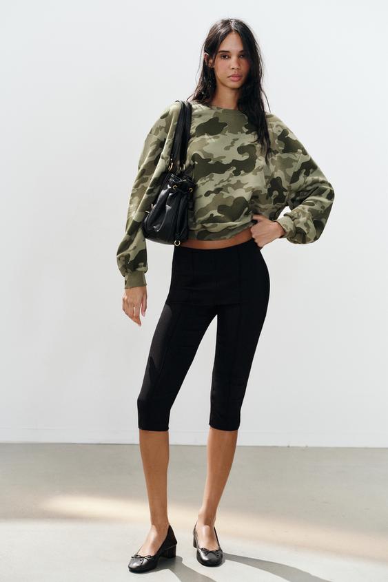 Zara PRINTED SWEATSHIRT - Green - Image 0