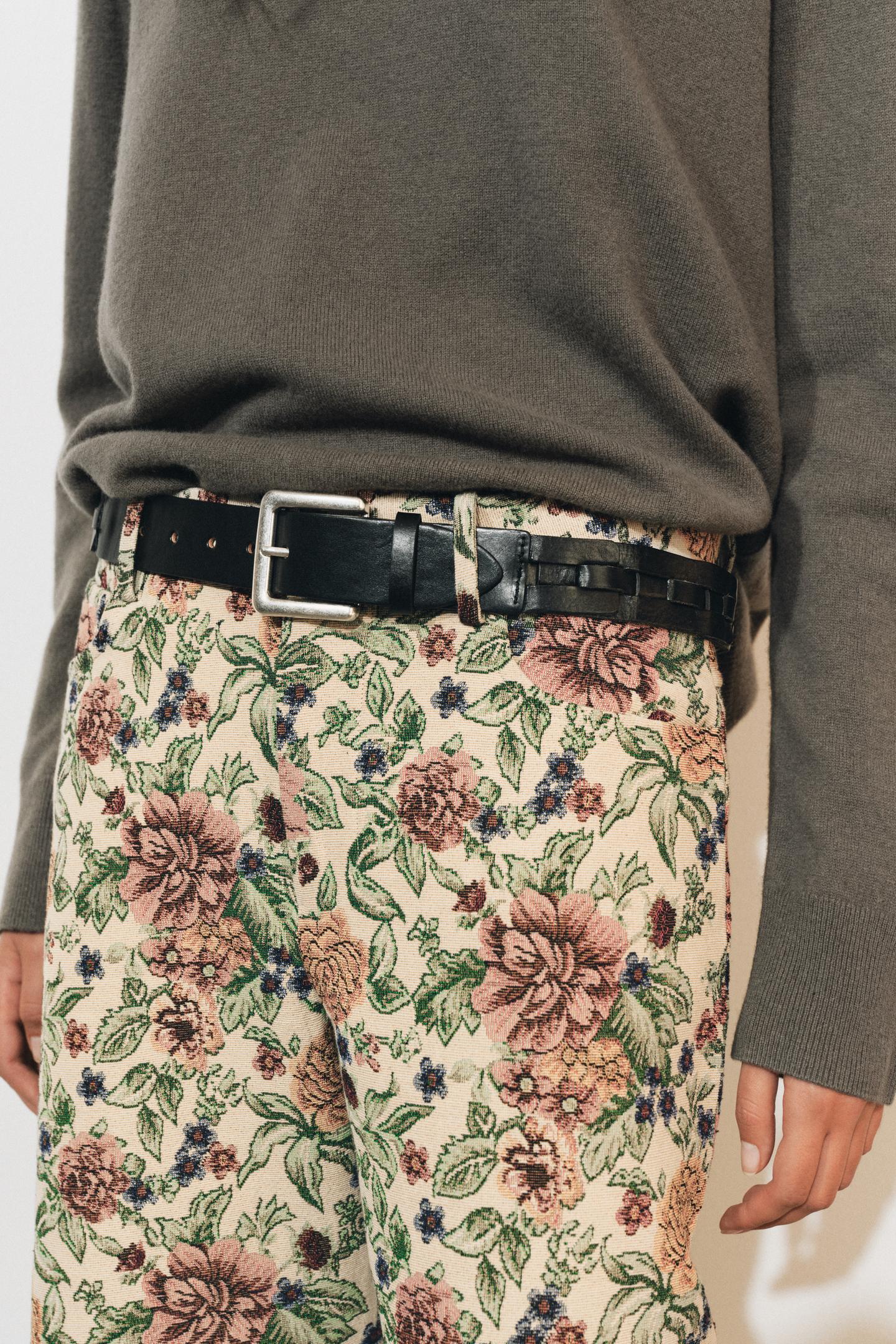 Женский ремень Zara 100% Leather Braided Belt, цвет: Чёрный