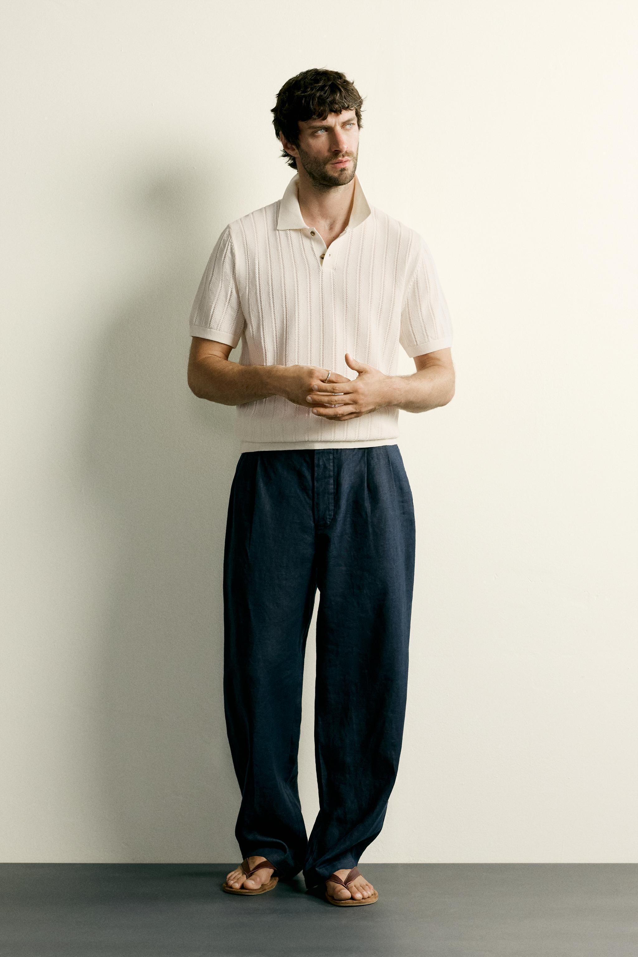 OPEN-KNIT TEXTURED POLO
