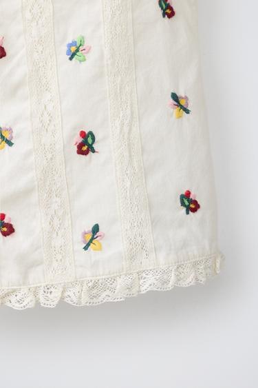 BLOUSE BRODERIES ET DENTELLE - Écru de Zara - Image 3
