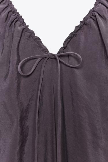 FLOWING MIDI DRESS WITH RUFFLED NECK - Purple by Zara - Image 6