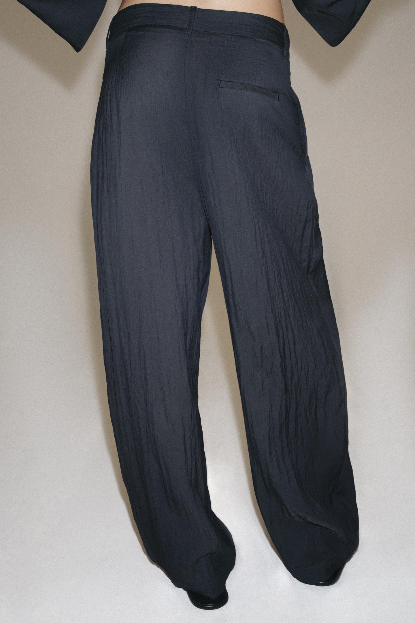 Женские брюки Zara ZW Collection Fluid Pleated, цвет: Тёмный серый — фото 5