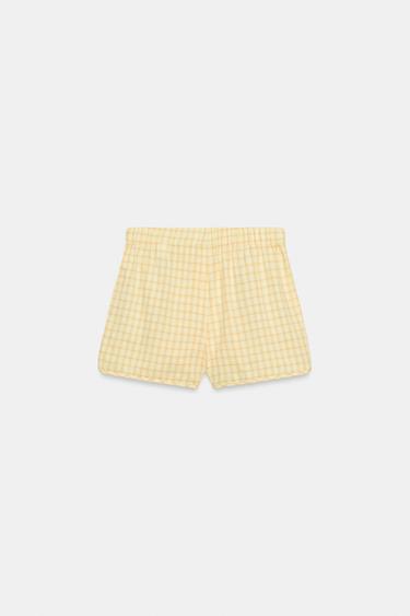 SHORT À CARREAUX - Jaune de Zara - Image 8