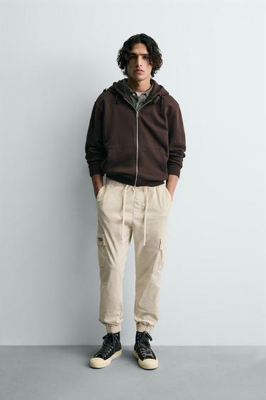 Zara SLIM FIT CARGO PANTS - Ice