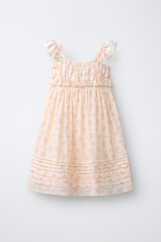 VESTIDO COMBINADO FLORES - Rosado de Zara - Imagen 0