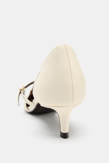 HEELED SHOES WITH SIDE CUT-OUTS - White by Zara - Image 4