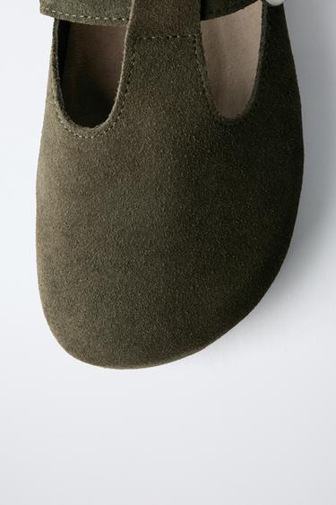SPLIT SUEDE T-BAR CLOGS - Khaki Green by Zara - Image 4