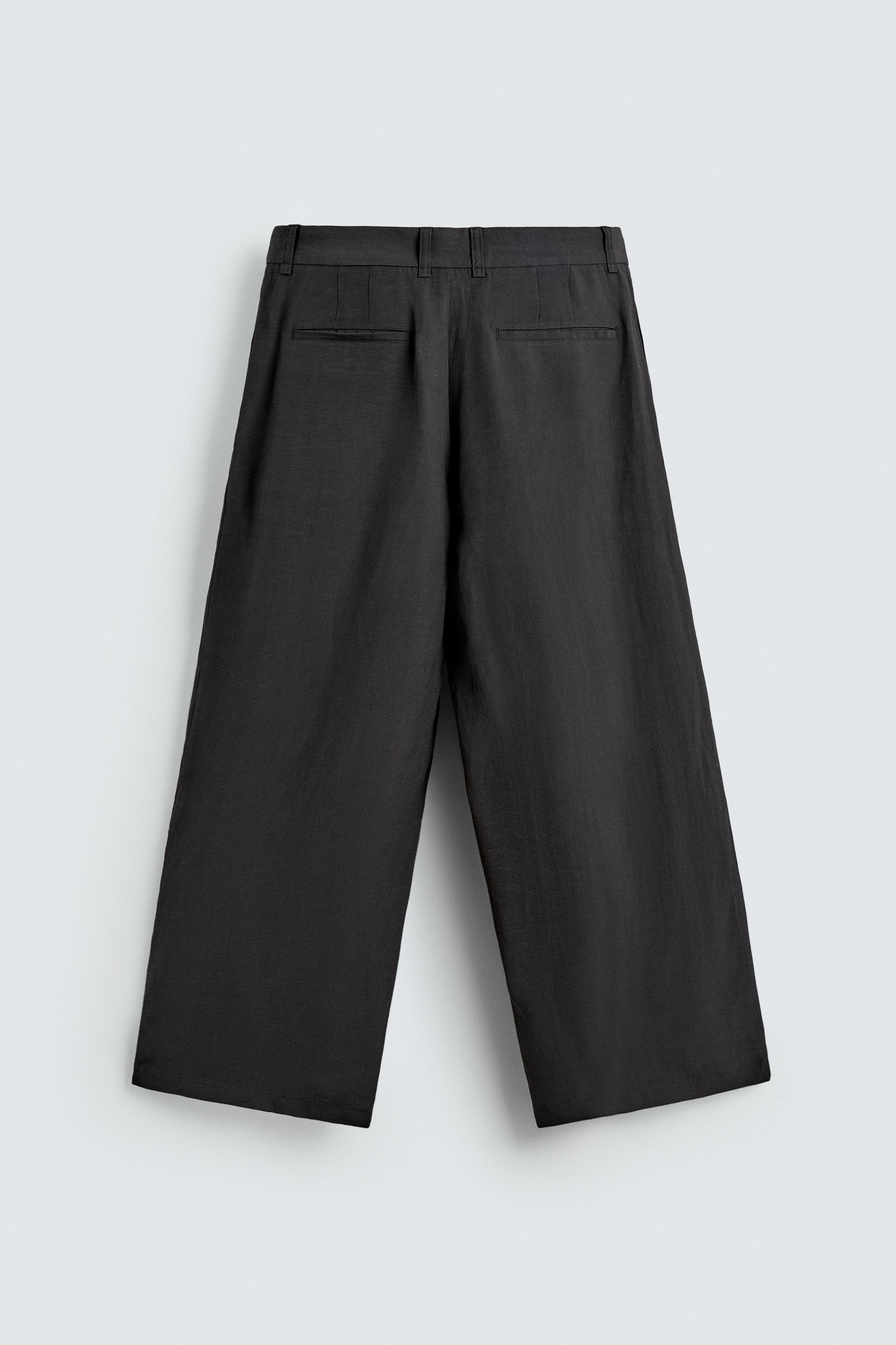 RELAXED FIT WIDE-LEG SUIT TROUSERS - Anthracite grey | ZARA United