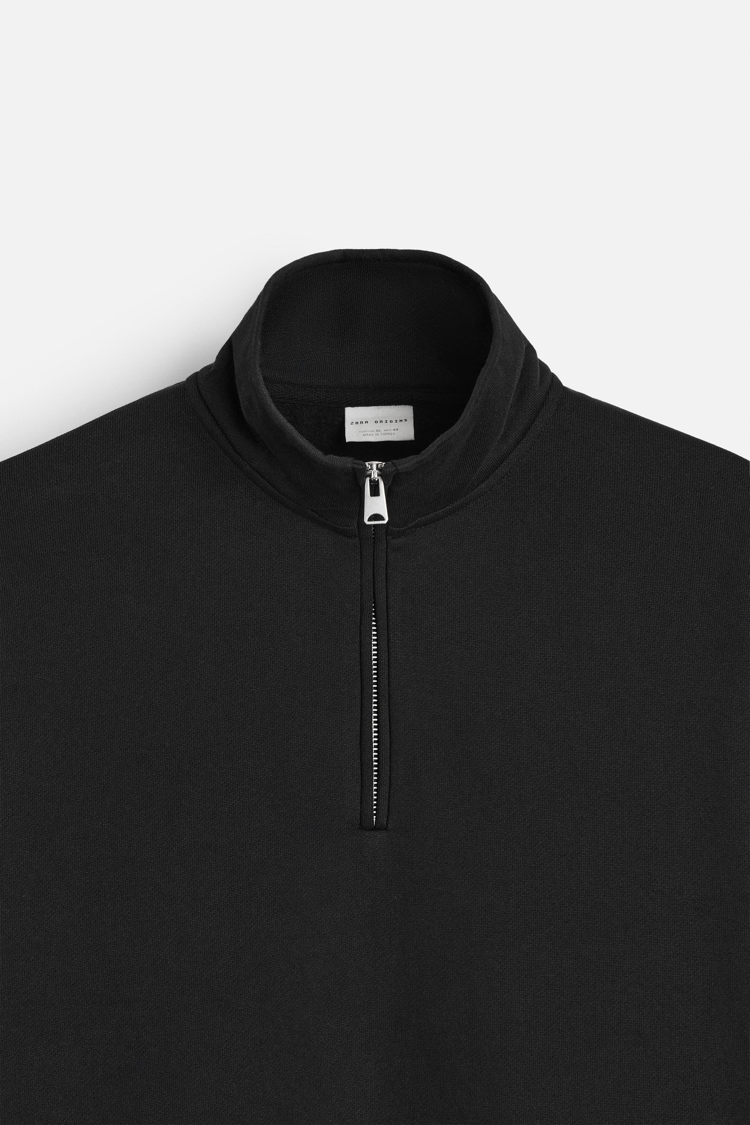ZIPPERED COLLAR HEAVY WEIGHT SWEATSHIRT - Black | ZARA ZIPPERED COLLAR HEAVY WEIGHT SWEATSHIRT - Black | ZARA