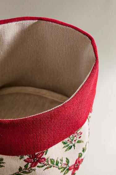 FLORAL CHRISTMAS BREAD BASKET - Red by Zara - Image 2